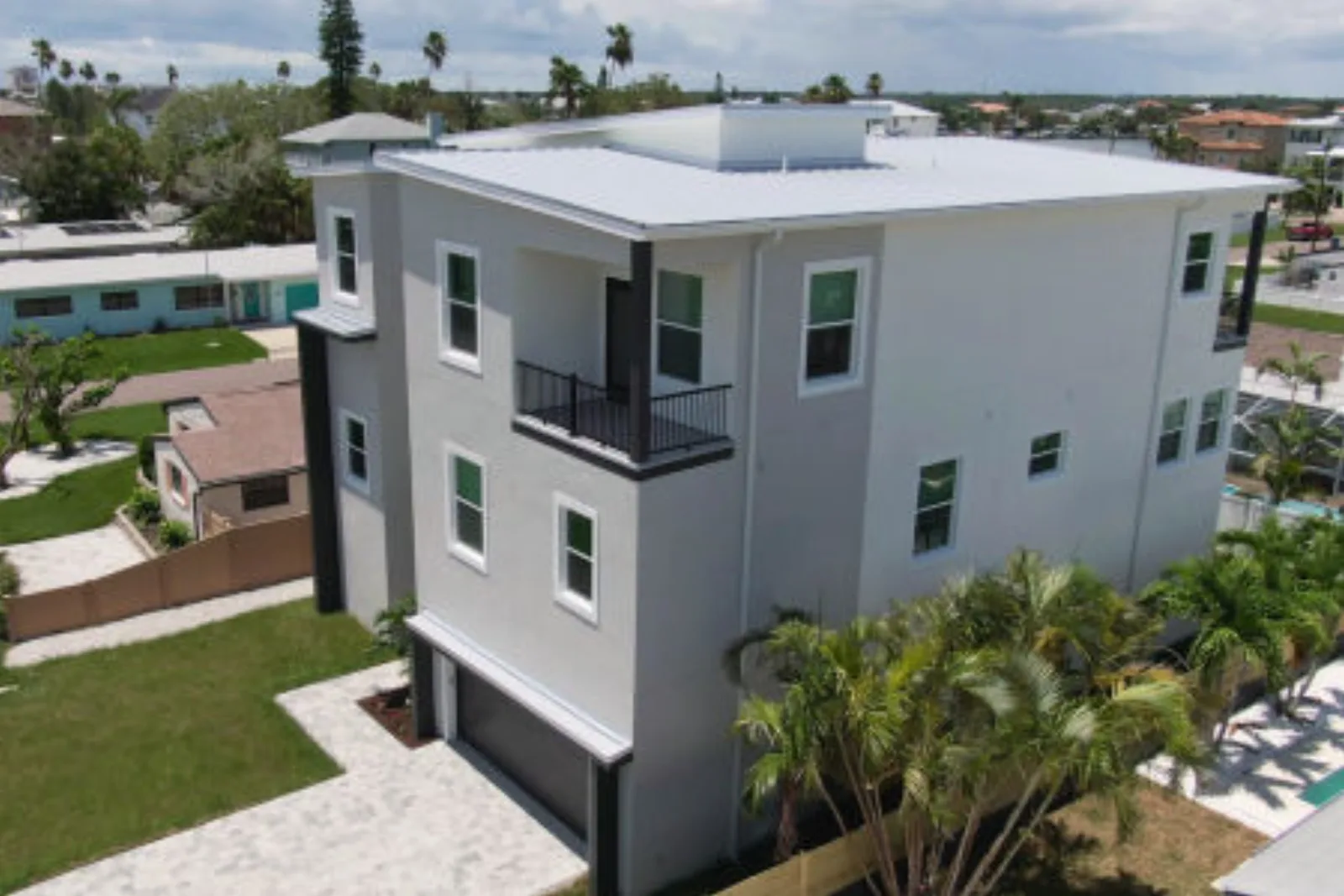 Completed Redington Beach residence at dusk