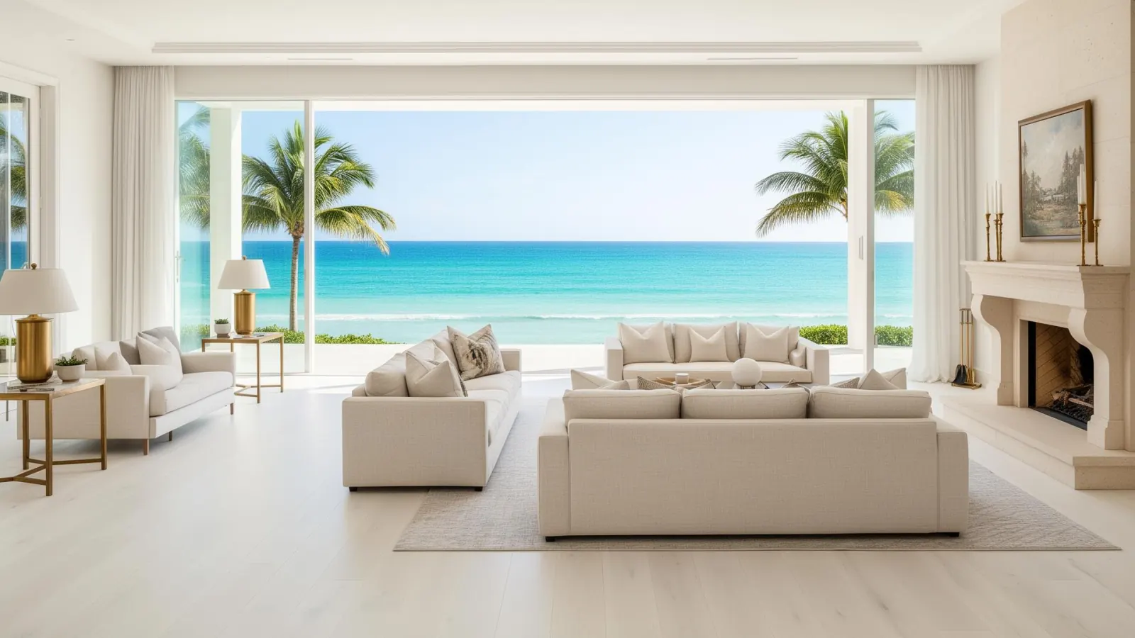 Great room — west to the water